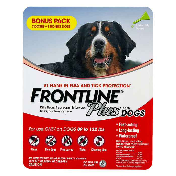 Frontline Plus Flea and Tick Dog Treatment 89-132 lb, 8 Month Supply ) | Home Deliveries