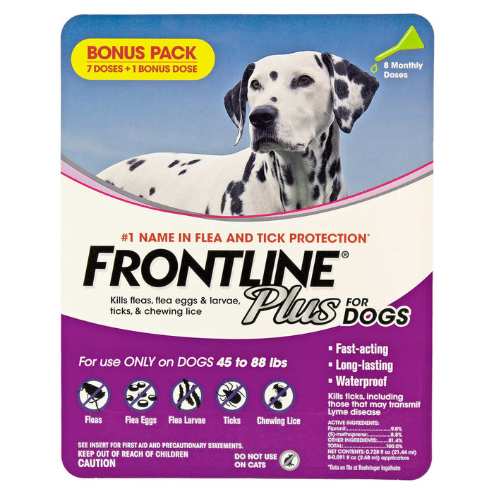 Frontline Plus Flea and Tick Dog Treatment 45-88 lb, 8 Month Supply ) | Home Deliveries