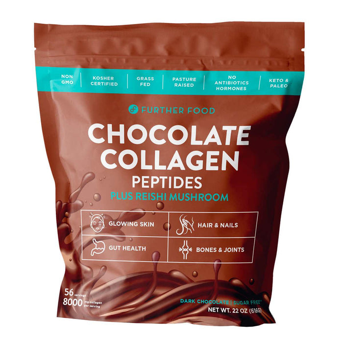 Further Food Grass-Fed Collagen Peptides Powder Plus Mushroom, 56 Servings, Chocolate ) | Home Deliveries