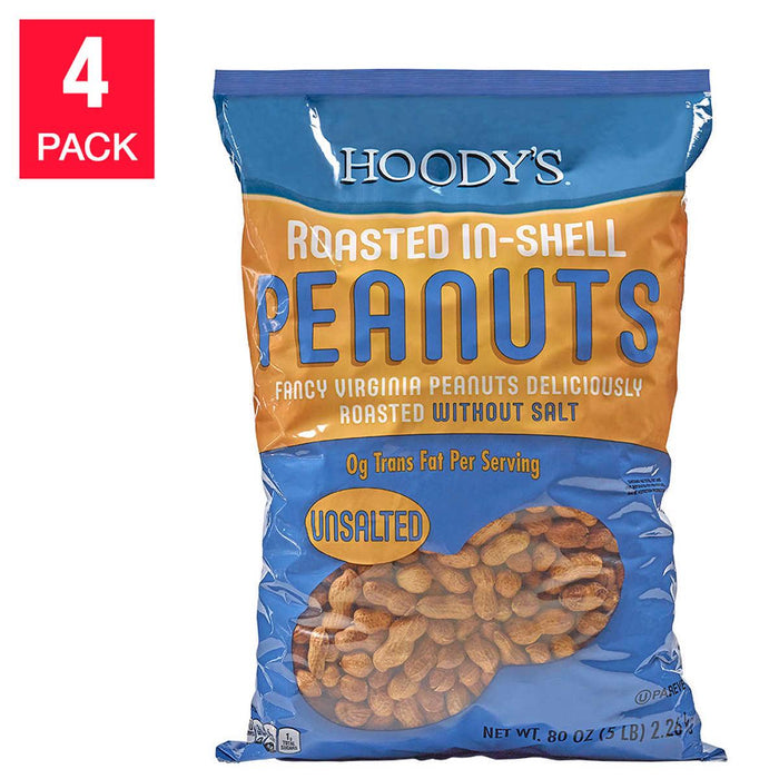 Hoody's Roasted Unsalted Peanuts 20 lbs, 4-pack