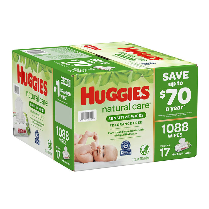 Huggies Natural Care Sensitive Baby Wipes, Fragrance Free (1088 wipes)