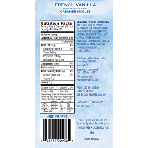International Delight Liquid Creamer, French Vanilla, 192-count ) | Home Deliveries