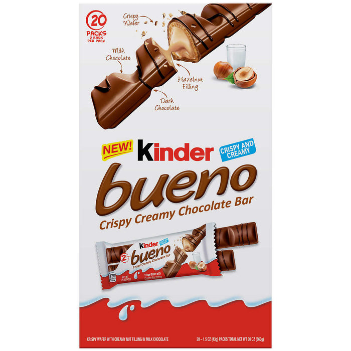 Kinder Bueno Bars, 1.5 oz, 20-count ) | Home Deliveries