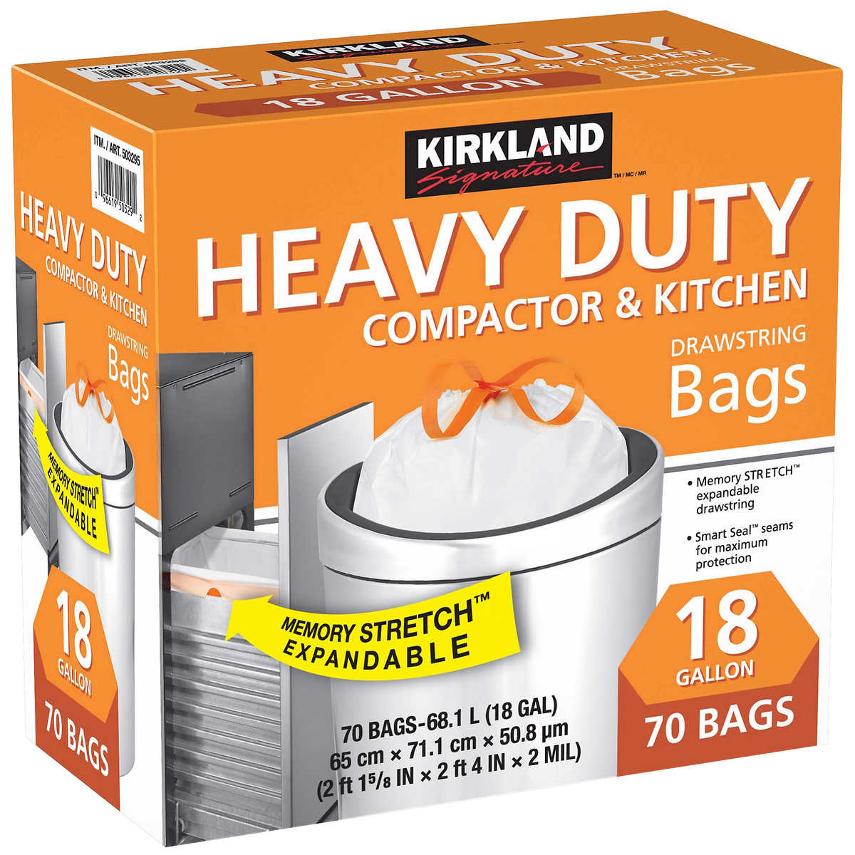 Kirkland Signature 10 Gallon Clear Wastebasket Liner, 2 Pack (500 Bags)