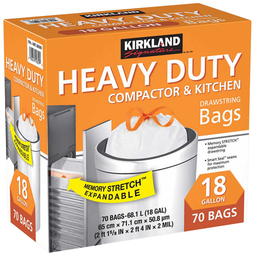 Kirkland Signature 18-Gallon Compactor and Kitchen Trash Bag, 70-count - Home Deliveries