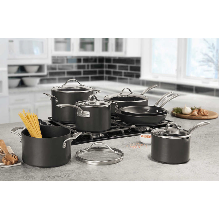 11 Piece - Kirkland Signature Anodized Aluminum Cookware Pot & Pans Cooking  Set