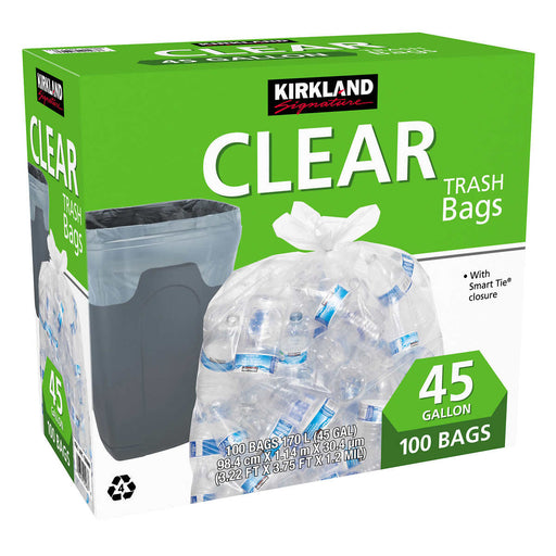 Kirkland Signature 45-Gallon Trash Bag, Clear, 100-count - Home Deliveries