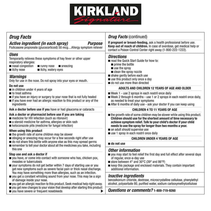 Kirkland Signature Aller-Flo 50mcg. Allergy Spray, 5 Bottles - Home Deliveries