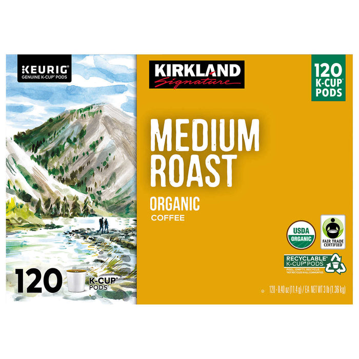 Kirkland Signature Coffee Organic Medium Blend Recyclable K-Cup Pod, 120-count ) | Home Deliveries