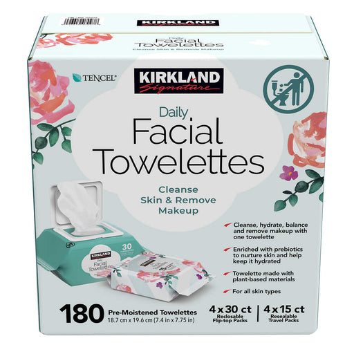 Kirkland Signature Daily Facial Towelettes, 180 count ) | Home Deliveries