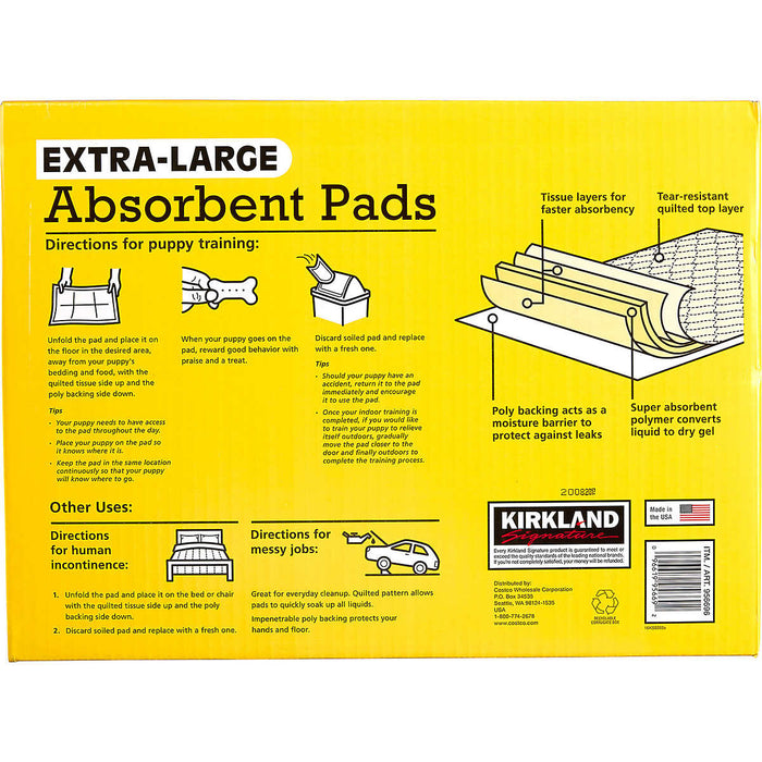 Kirkland Signature Extra-Large Absorbent Pads, 30 in L X 23 in W, 100-count ) | Home Deliveries