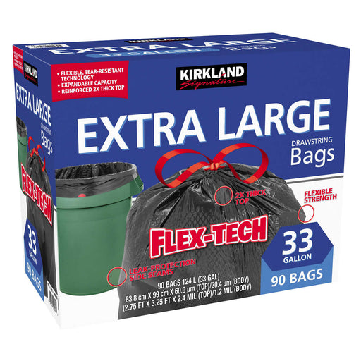 Kirkland Signature Flex-Tech 33-Gallon Trash Bag, 90-count - Home Deliveries