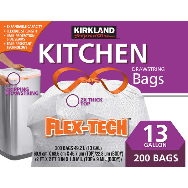 Kirkland Signature Trash Bags, Clear, 33 Gallon, 200 ct