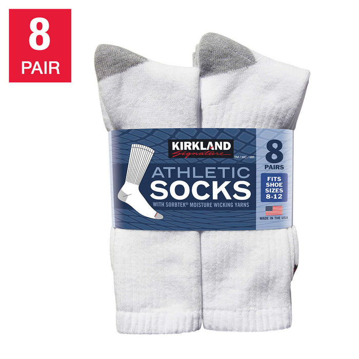 Kirkland Signature Men’s Athletic Sock 8-pair, White - Home Deliveries