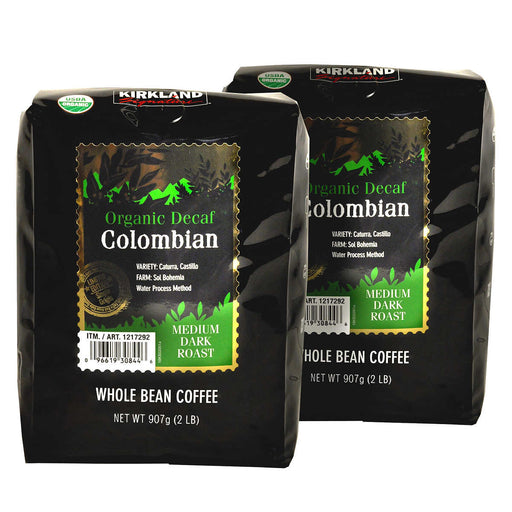 Kirkland Signature Organic Colombian Decaf Whole Bean Coffee, 2 lbs, 2-pack ) | Home Deliveries