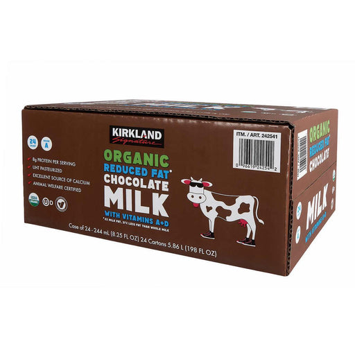 Kirkland Signature Organic Reduced Fat Chocolate Milk, 8.25 fl oz, 24-count ) | Home Deliveries