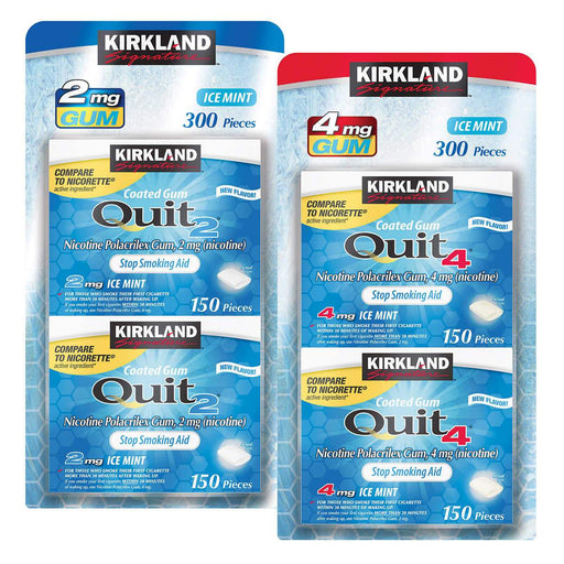 Kirkland Signature Quit 2 mg. or 4 mg. Ice Mint Gum, 300 Pieces - Home Deliveries
