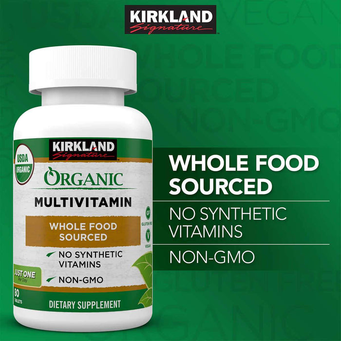 Kirkland Signature USDA Organic Multivitamin, 80 Coated Tablets - Home Deliveries