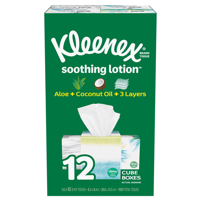Kleenex Soothing Lotion Tissue, 3-Ply, 85-count, 12-pack - Home Deliveries