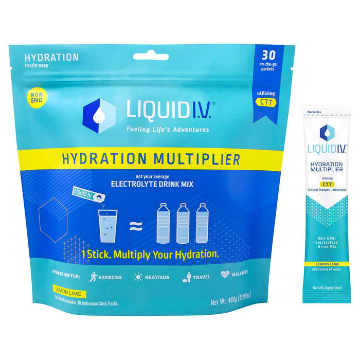Liquid I.V. Hydration Multiplier, 30 Individual Serving Stick Packs in Resealable Pouch - Home Deliveries