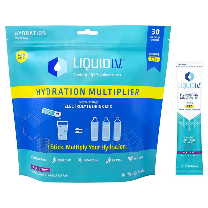 Liquid I.V. Hydration Multiplier, 30 Individual Serving Stick Packs in Resealable Pouch - Home Deliveries