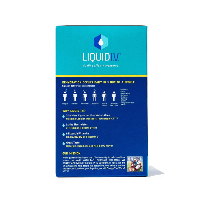 Liquid I.V. Hydration Multiplier Electrolyte Powder Packets, Lemon Lime and Acai Berry (24 pk.)
