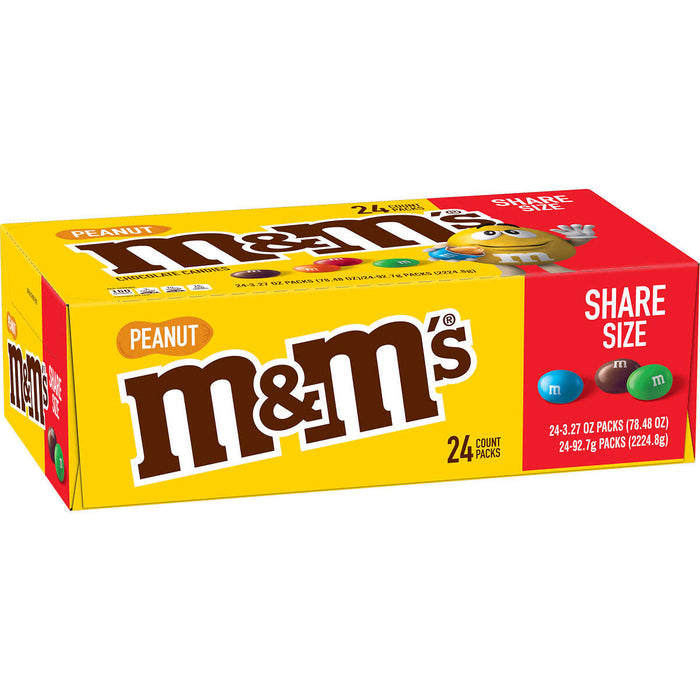 M&M's Chocolate Candy, Peanut, Share Size, 3.27 oz, 24-count ) | Home Deliveries