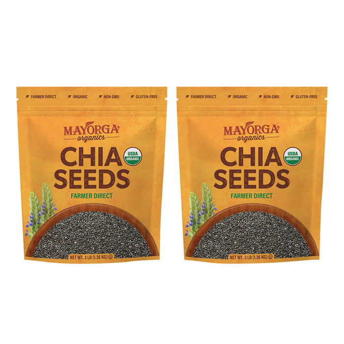 Mayorga Organic Chia Seeds, USDA Organic, NON-Gmo verified, 3lb, 2-pack