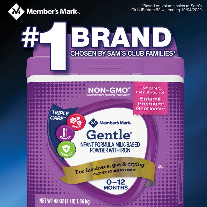 Member's Mark Gentle Baby Formula Milk-Based Powder With Iron (48 oz.)