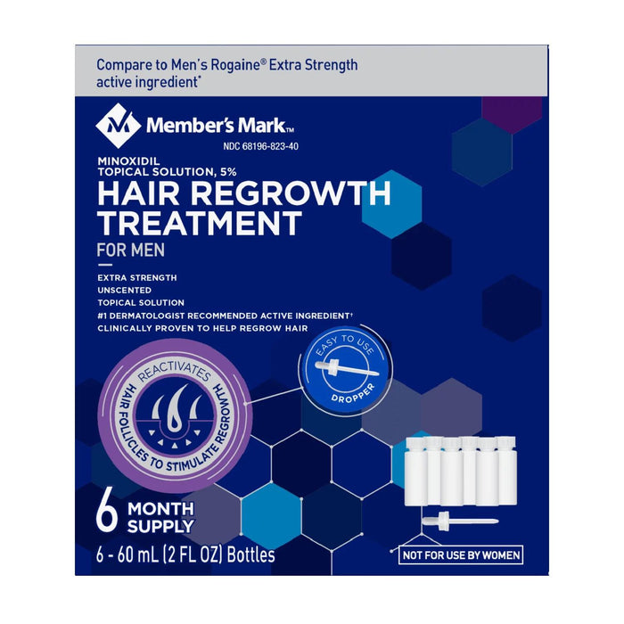Member's Mark Minoxidil 5%, Hair Regrowth Treatment for Men (2 fl. oz., 6 ct.)