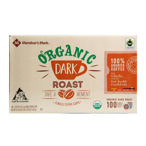 Member's Mark Organic Dark Roast Coffee, Single-Serve Cups (100 ct.) ) | Home Deliveries