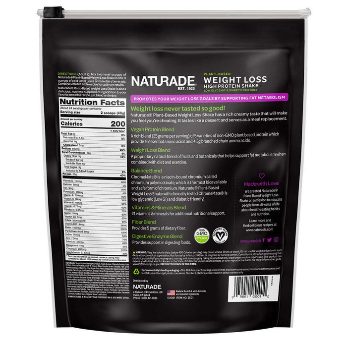 NATURADE Plant-Based Weight Loss High Protein Shake, Vanilla Creme, 41.5 oz ) | Home Deliveries