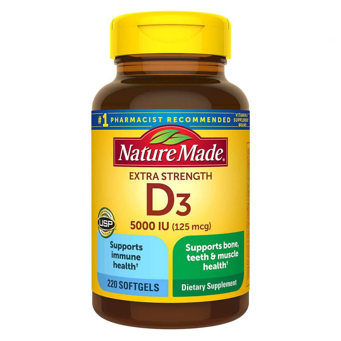 Nature Made Extra Strength Vitamin D3 125 mcg, 220 Softgels - Home Deliveries