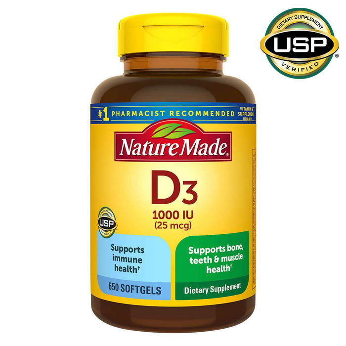 Nature Made Vitamin D3 25 mcg., 650 Softgels - Home Deliveries