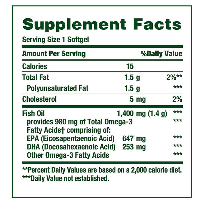 Nature's Bounty Fish Oil 1400 mg., 130 Coated Softgels