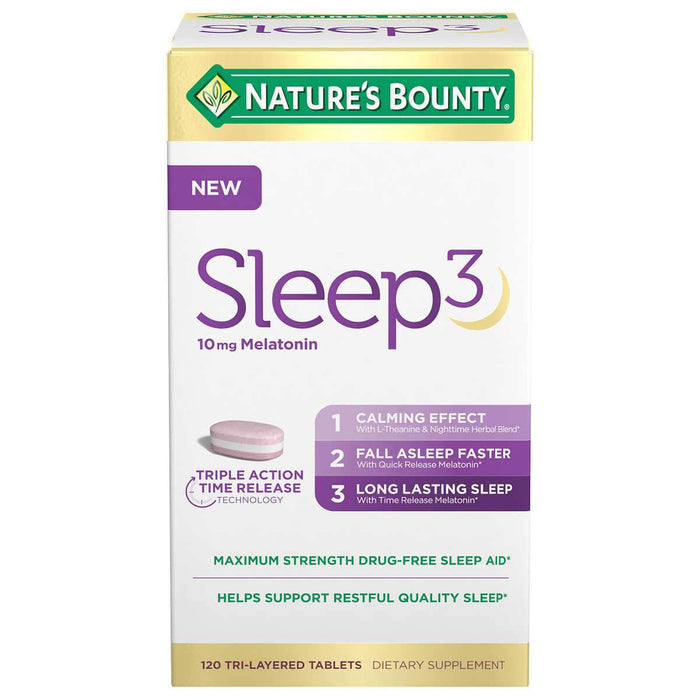 Nature's Bounty Sleep3 10mg. Melatonin, 120 Tablets - Home Deliveries