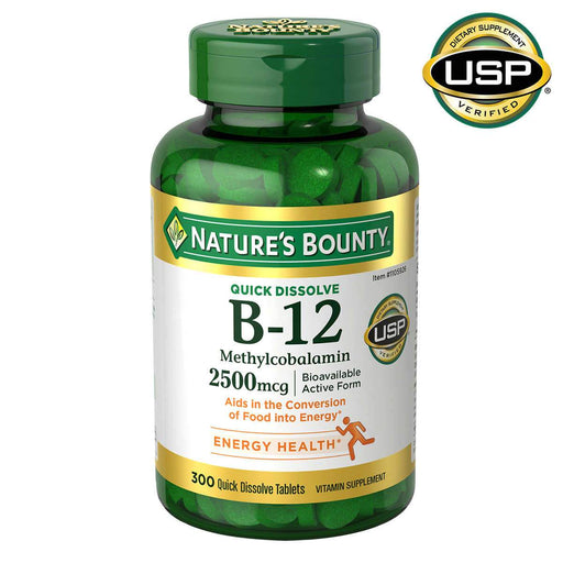 Nature's Bounty Vitamin B-12 2500 mcg, 300 Quick Dissolve Tablets - Home Deliveries