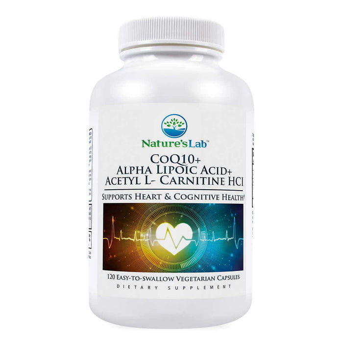 Nature's Lab CoQ10 + Alpha Lipoic Acid + Acetyl L-Carnitine HCl, 120 Vegetarian Capsules - Home Deliveries