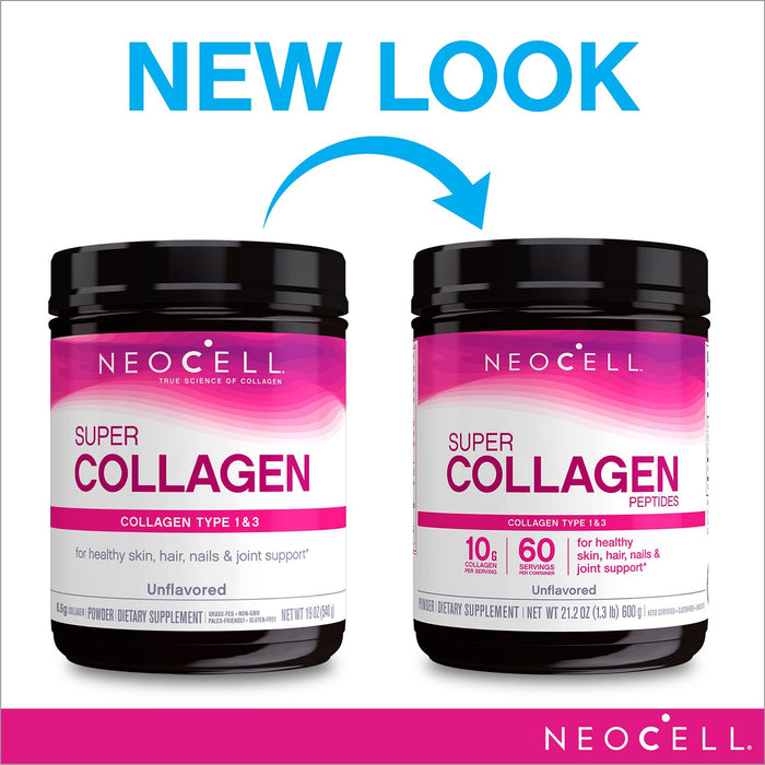 NeoCell Super Collagen Peptides, Unflavored Powder, Collagen Type 1 and 3 (600 g)