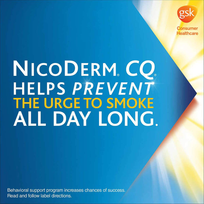 NicoDerm CQ Quit Smoking Aid Patch, 21mg. or 14mg., 21 Clear Patches - Home Deliveries