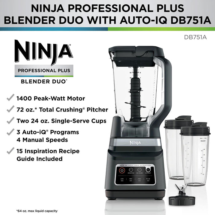 Ninja Professional 3 Speed Table Top Blender- Single Serve Black BL621 -  Best Buy