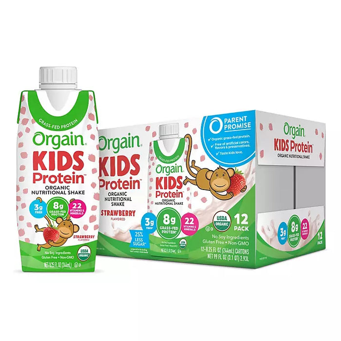 Orgain Kids Protein Organic Nutritional Shake, Strawberry (8.25 fl. oz., 12 pk.)