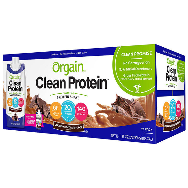 Orgain Grass-Fed Protein Shake, Creamy Chocolate Fudge - 12 pack, 11 fl oz cartons