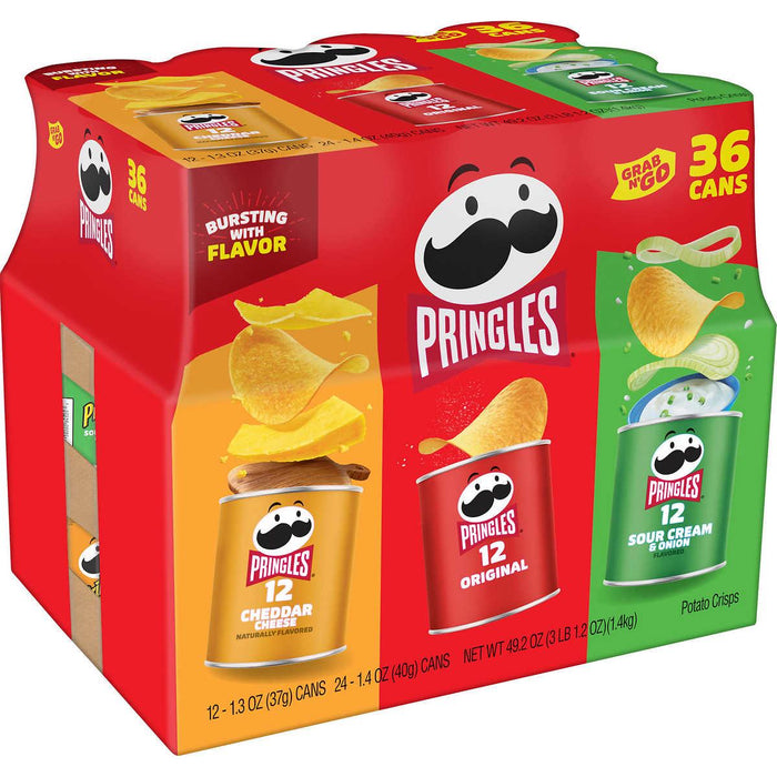 Pringles Grab and Go Potato Crisps, Variety, 36-count