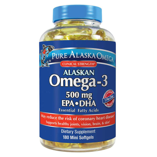 Pure Alaska Omega-3 500 mg. EPA+DHA, 180 Softgels - Home Deliveries