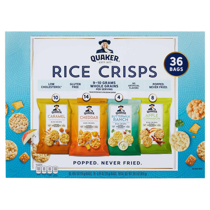 Quaker Rice Crisps, Variety Pack, 36-count