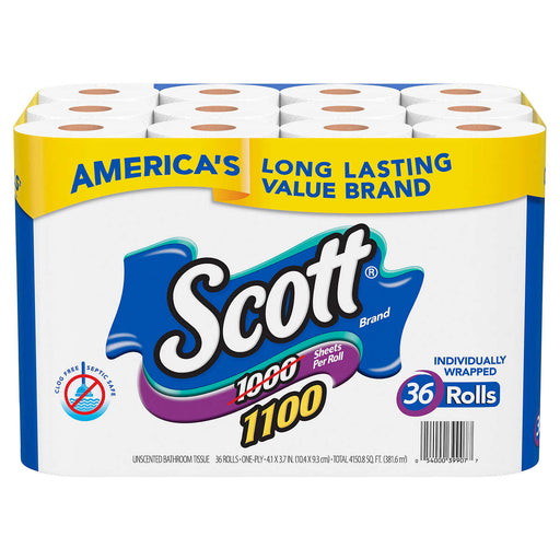 Scott Bath Tissue, 1-Ply, 1100 Sheets, 36 Rolls ) | Home Deliveries
