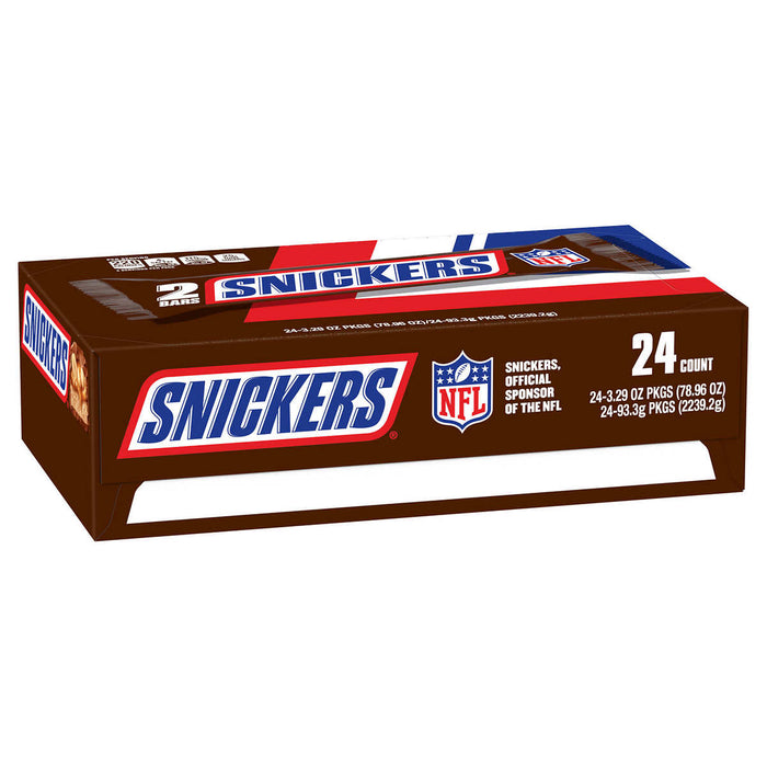 Snickers Chocolate Candy Bars, Peanut, Share Size, 3.29 oz, 24-count