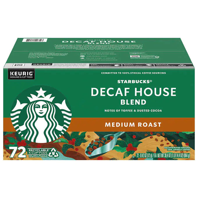 Starbucks Coffee Decaf House Blend Medium Roast K-Cup, 72-count