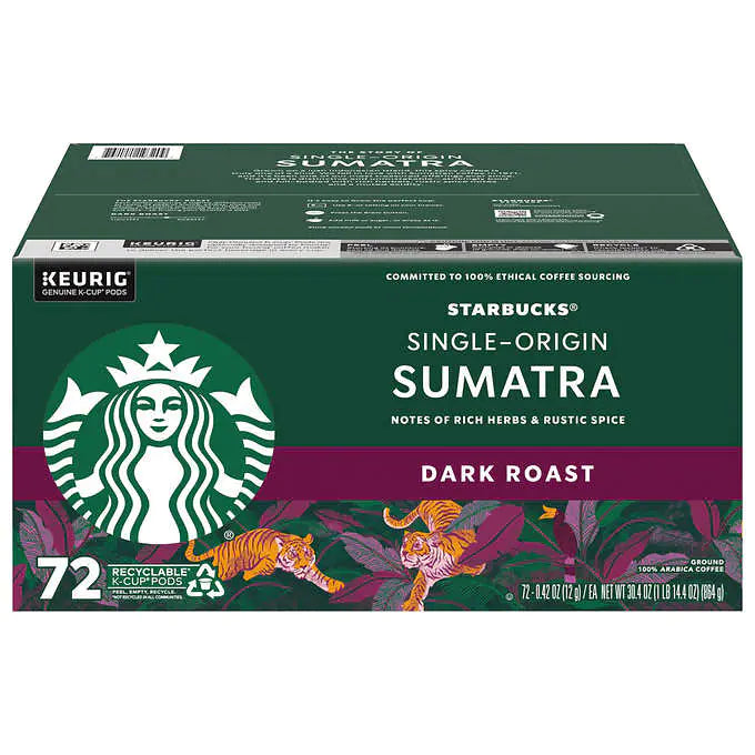 Starbucks Coffee Single Origin Sumatra Dark Roast K-cup, 72-count